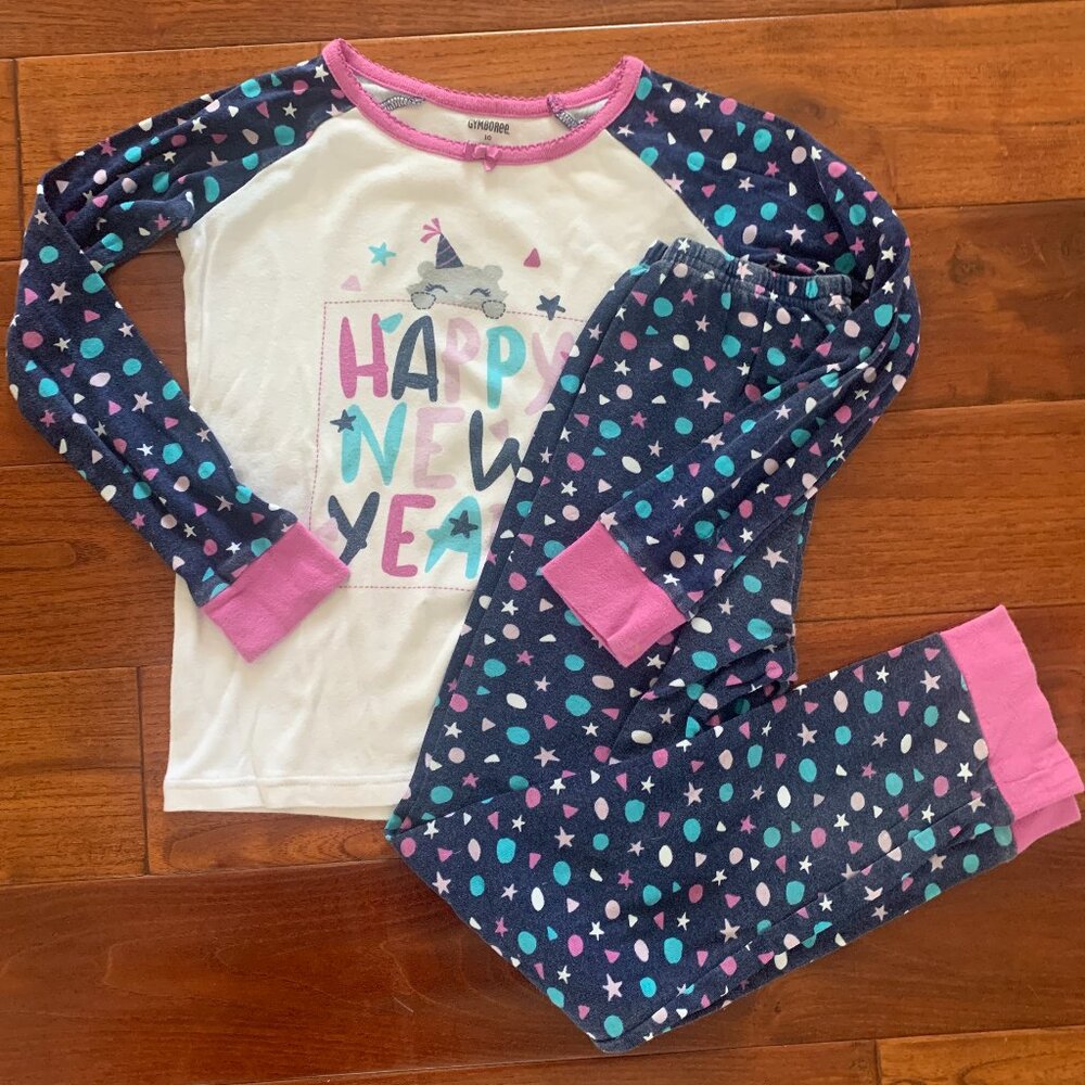 Gymboree 2 pc pajamas HAPPY NEW YEAR size 10 Long Sleeve Bottoms Top Cotton pjs